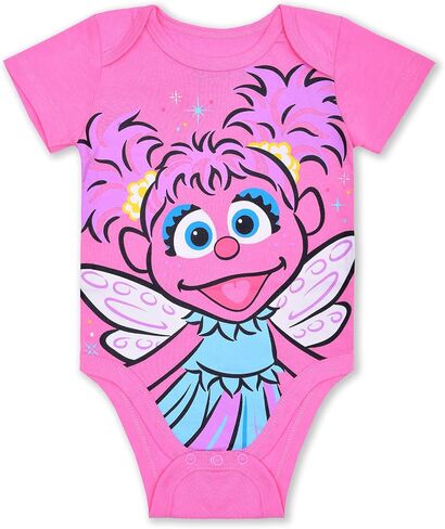 Sesame Street Girls Elmo وCookie Monster وAbby Cadabby 4 قطع من البدلة الزاحفة لحديثي الولادة والرضع - وردي/أصفر/رمادي in Saudi Arabia