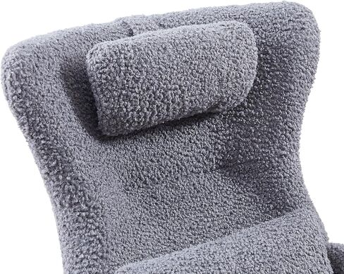 Gentle Rocking Chair for Nursery, Modern High Backrest Rocker with Adjustable Headrest, Cashmere Fabric, Solid Wood & Metal Frame, Suitable for Baby Care & Elderly Relaxation, Gray in Saudi Arabia