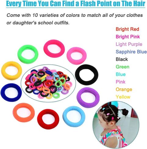 100 قطعة من ربطات شعر الأطفال، أربطة شعر مرنة، أربطة شعر صغيرة للفتيات، أربطة مطاطية، حوامل ذيل حصان مرنة (10 ألوان داكنة) in Kuwait