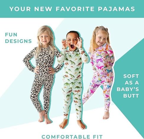 Posh Peanut Baby Pajamas Set - Soft Viscose from Bamboo Kids Two Piece PJ - Easy Care Toddler Sleepers Little Girl Clothes (3-4 Years) in Saudi Arabia