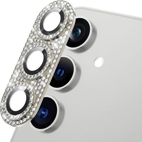 for Samsung Galaxy S24 Plus Camera Lens Protector, Glitter Diamond Bling Sparkly Tempered Glass Protective Camera Lens Flim, HD Clear, Ultra-Thin Metal Ring Case Friendly, Starlight in Kuwait