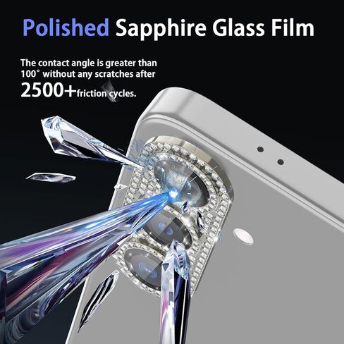 for Samsung Galaxy S24 Plus Camera Lens Protector, Glitter Diamond Bling Sparkly Tempered Glass Protective Camera Lens Flim, HD Clear, Ultra-Thin Metal Ring Case Friendly, Starlight in Kuwait