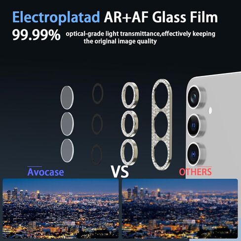 for Samsung Galaxy S24 Plus Camera Lens Protector, Glitter Diamond Bling Sparkly Tempered Glass Protective Camera Lens Flim, HD Clear, Ultra-Thin Metal Ring Case Friendly, Starlight in Kuwait