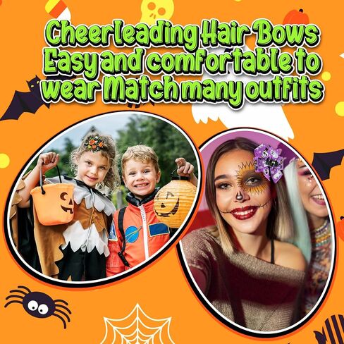 Sibba 6 Pieces Halloween Hair Bows Clip Bow Hair Pins Pumpkin Bat Pattern Cute Clip Barrette Boutique Hairband Accessories for Baby Girls in Saudi Arabia