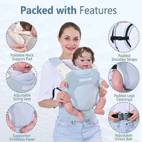 Baby Carrier Newborn to Toddler, Ergonomic, Breathable and Lightweight Newborn Carrier, Infant Carrier for 7-33 lbs, Easy Adjustable, Soft, Gray in Saudi Arabia