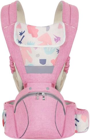Baby Carrier 3-in-1 Ergonomic Infant Carrier Soft Baby Holder 3 to 36 Months,4 Season/All Seasons,Newborn to Toddler with Hood All Position Baby Hipseat (Pink) in Saudi Arabia