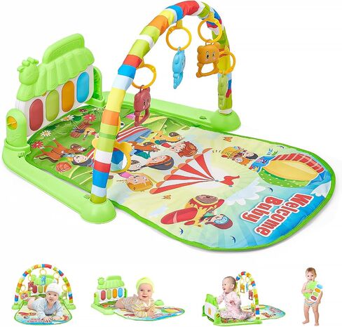 Baby Play Mat for Babies 0-6 Months,Piano Tummy Time Activity Mat with Music,Play Mat for Babies with 5 Linkable Toys Pink-21 in Saudi Arabia