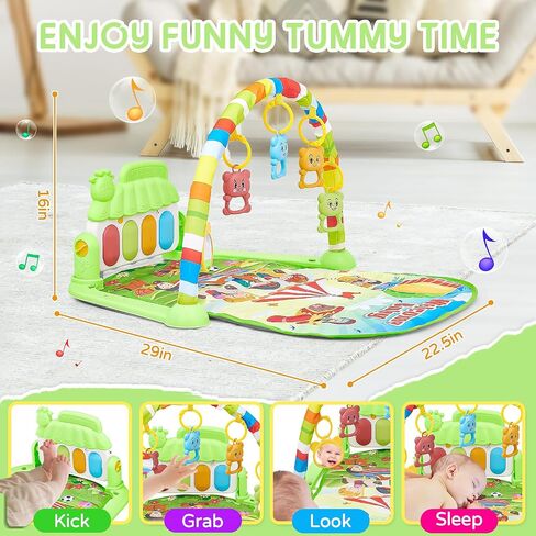 Baby Play Mat for Babies 0-6 Months,Piano Tummy Time Activity Mat with Music,Play Mat for Babies with 5 Linkable Toys Pink-21 in Saudi Arabia