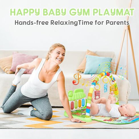 Baby Play Mat for Babies 0-6 Months,Piano Tummy Time Activity Mat with Music,Play Mat for Babies with 5 Linkable Toys Pink-21 in Saudi Arabia
