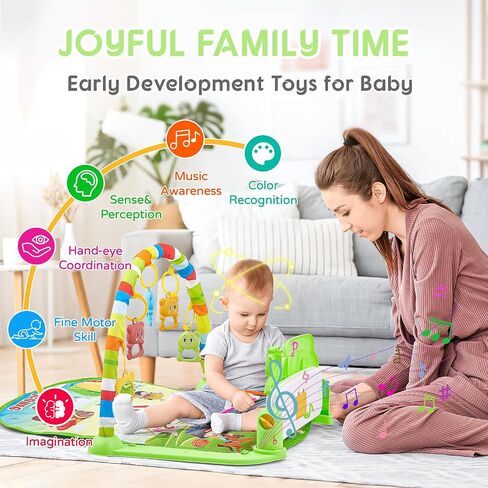 Baby Play Mat for Babies 0-6 Months,Piano Tummy Time Activity Mat with Music,Play Mat for Babies with 5 Linkable Toys Pink-21 in Saudi Arabia