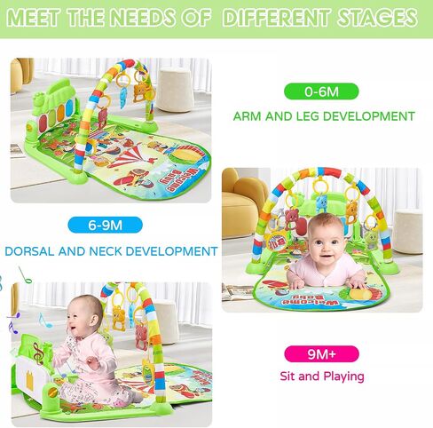 Baby Play Mat for Babies 0-6 Months,Piano Tummy Time Activity Mat with Music,Play Mat for Babies with 5 Linkable Toys Pink-21 in Saudi Arabia