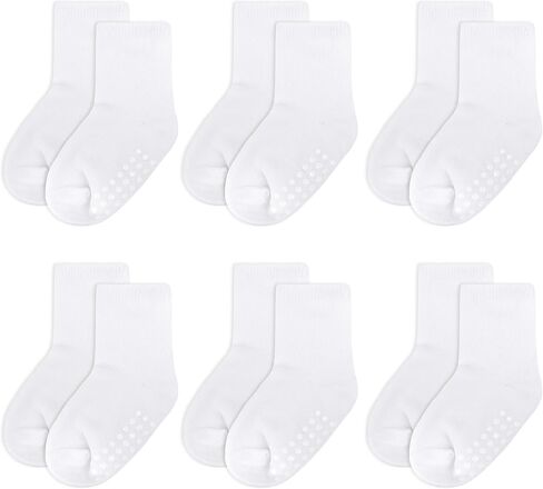 baby socks, cotton crew children's socks, non-slip grip socks, unisex, for toddlers, boys, girls in Saudi Arabia