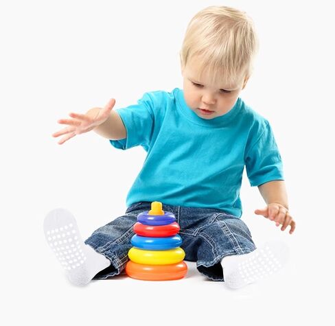 baby socks, cotton crew children's socks, non-slip grip socks, unisex, for toddlers, boys, girls in Saudi Arabia