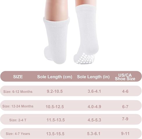 baby socks, cotton crew children's socks, non-slip grip socks, unisex, for toddlers, boys, girls in Saudi Arabia