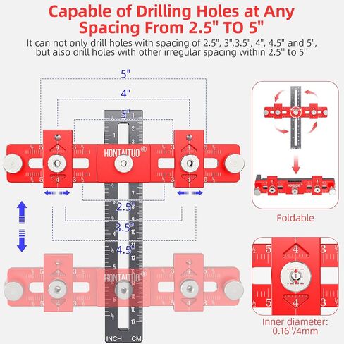 Enhanced Model Cabinet Hardware Jig,Adjustable Cabinet Handle Template Tool for Knobs,Handles and Pulls,Drawer Hardware Jig for Drawer Cabinet Installation,High Precise Woodworking Drill Guide in Saudi Arabia
