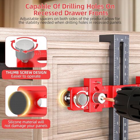 Enhanced Model Cabinet Hardware Jig,Adjustable Cabinet Handle Template Tool for Knobs,Handles and Pulls,Drawer Hardware Jig for Drawer Cabinet Installation,High Precise Woodworking Drill Guide in Saudi Arabia