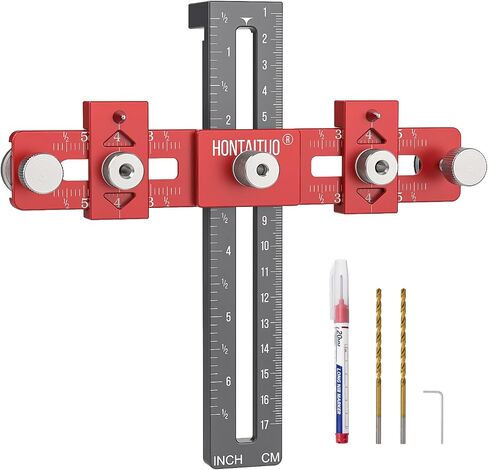 Enhanced Model Cabinet Hardware Jig,Adjustable Cabinet Handle Template Tool for Knobs,Handles and Pulls,Drawer Hardware Jig for Drawer Cabinet Installation,High Precise Woodworking Drill Guide in Saudi Arabia