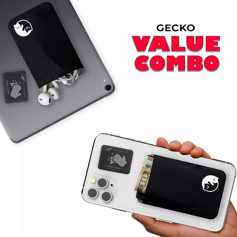 Phone Wallet - Adhesive Card Holder - Cell Phone Pouch - Stick on Lycra Pocket by Gecko - Carry Credit Cards and Cash in Saudi Arabia