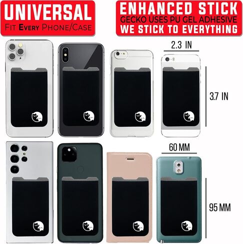 Phone Wallet - Adhesive Card Holder - Cell Phone Pouch - Stick on Lycra Pocket by Gecko - Carry Credit Cards and Cash in Saudi Arabia