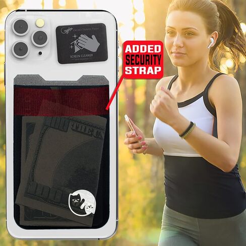 Phone Wallet - Adhesive Card Holder - Cell Phone Pouch - Stick on Lycra Pocket by Gecko - Carry Credit Cards and Cash in Saudi Arabia
