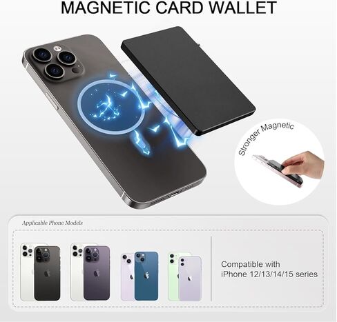 Magnetic Card Holder Wallet for Magsafe Wallet, Minimalist Slim Card Wallet for Phone,Pop Up Magnetic Wallet,Slim Metal Wallet Card Holder Compatible with iPhone 15/14/13/12/Pro/Pro Max/Mini Series in Saudi Arabia