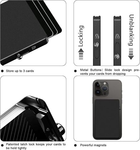 Magnetic Card Holder Wallet for Magsafe Wallet, Minimalist Slim Card Wallet for Phone,Pop Up Magnetic Wallet,Slim Metal Wallet Card Holder Compatible with iPhone 15/14/13/12/Pro/Pro Max/Mini Series in Saudi Arabia