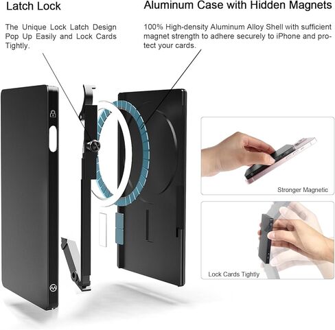Magnetic Card Holder Wallet for Magsafe Wallet, Minimalist Slim Card Wallet for Phone,Pop Up Magnetic Wallet,Slim Metal Wallet Card Holder Compatible with iPhone 15/14/13/12/Pro/Pro Max/Mini Series in Saudi Arabia