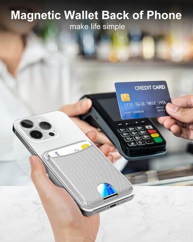Miroddi for Magsafe Wallet حامل بطاقات مغناطيسي للهاتف iPhone 16 15 14 13 12 سلسلة محفظة جلدية مغناطيسية تناسب 4 بطاقات و3 حامل نقدي رفيع للغاية RFID، أبيض in Kuwait