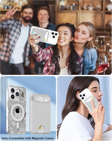 Miroddi for Magsafe Wallet حامل بطاقات مغناطيسي للهاتف iPhone 16 15 14 13 12 سلسلة محفظة جلدية مغناطيسية تناسب 4 بطاقات و3 حامل نقدي رفيع للغاية RFID، أبيض in Kuwait