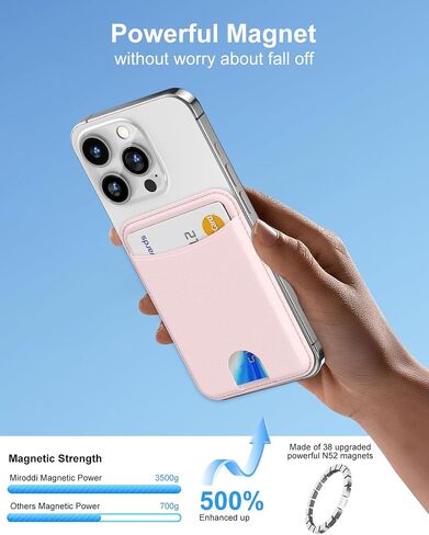 Miroddi for Magsafe Wallet حامل بطاقات مغناطيسي للهاتف iPhone 16 15 14 13 12 سلسلة محفظة جلدية مغناطيسية تناسب 4 بطاقات و3 حامل نقدي رفيع للغاية RFID، أبيض in Kuwait