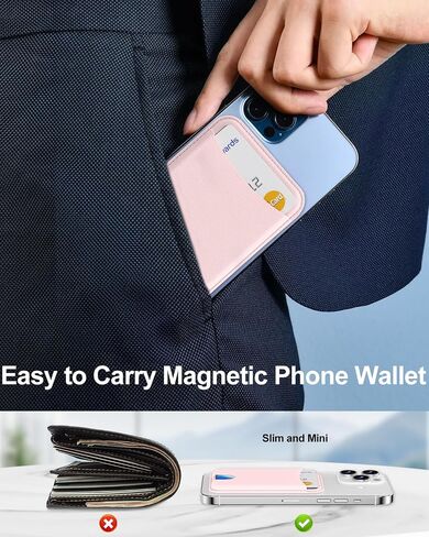 Miroddi for Magsafe Wallet حامل بطاقات مغناطيسي للهاتف iPhone 16 15 14 13 12 سلسلة محفظة جلدية مغناطيسية تناسب 4 بطاقات و3 حامل نقدي رفيع للغاية RFID، أبيض in Kuwait