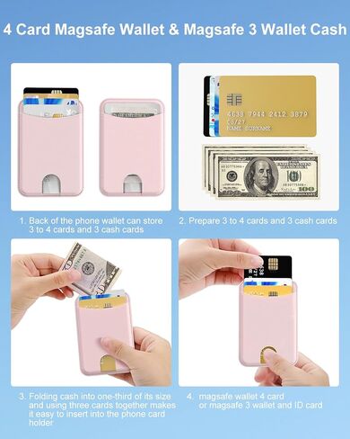 Miroddi for Magsafe Wallet حامل بطاقات مغناطيسي للهاتف iPhone 16 15 14 13 12 سلسلة محفظة جلدية مغناطيسية تناسب 4 بطاقات و3 حامل نقدي رفيع للغاية RFID، أبيض in Kuwait