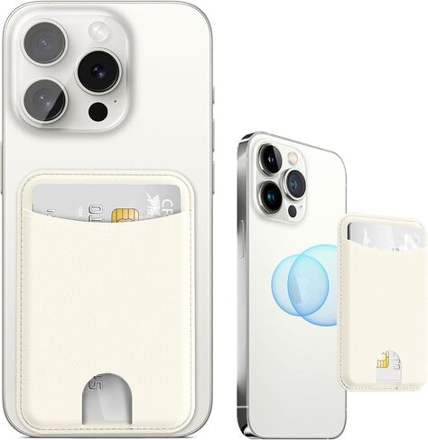 Miroddi for Magsafe Wallet حامل بطاقات مغناطيسي للهاتف iPhone 16 15 14 13 12 سلسلة محفظة جلدية مغناطيسية تناسب 4 بطاقات و3 حامل نقدي رفيع للغاية RFID، أبيض in Kuwait