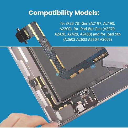 Charging Port Replacement for iPad 7th (2019)/8th (2020)/9th 8th (2021) (10.2 inch) - Dock Connector Flex Cable (White) in Kuwait