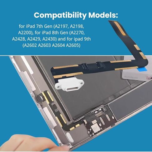 Charging Port Replacement for iPad 7th (2019)/8th (2020)/9th 8th (2021) (10.2 inch) - Dock Connector Flex Cable (White) in Kuwait
