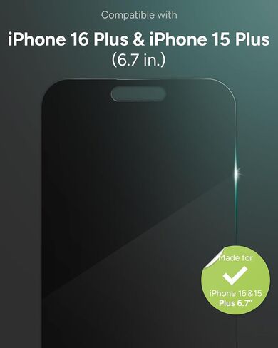 ZAGG Glass Elite Privacy 360 Screen Protector for iPhone 16 Pro Max – 4-Way Privacy, Ultra-Strong Tempered Glass, 5X Stronger, InvisibleShield, Smudge-Free, Easy Install, Recycled Content in Saudi Arabia