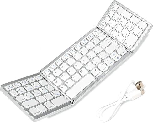 Folding Bluetooth Wireless Keyboard Numeric Keypad Number Pad Foldable Portable Keyboard for Windows Android ios mac (WHITE) in Saudi Arabia
