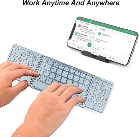 Folding Bluetooth Wireless Keyboard Numeric Keypad Number Pad Foldable Portable Keyboard for Windows Android ios mac (WHITE) in Saudi Arabia