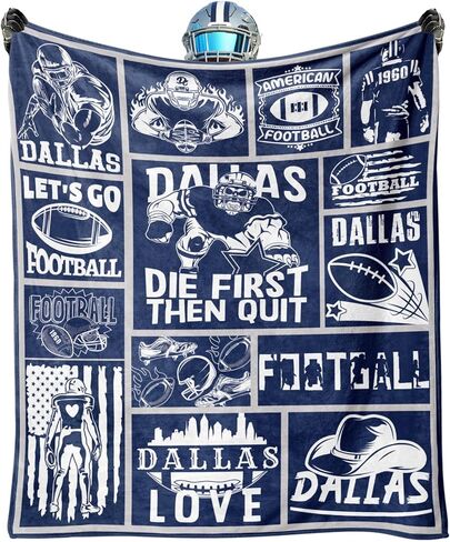 Dallas Football Blanket Blue Football Style Plush Travel Throw Blanket for Women Men Football Lovers Flannel Blanket 60" X 50" in Saudi Arabia