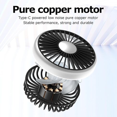 Car Fan for Backseat Portable with Led Lights USB Fan for Car Cooling Fans for Kids 360 Degree Car Rear Headrest Fan Dual Head 3 Speeds Car Back Seat Fan for Sedan Vehicles RV SUV Truck in Saudi Arabia