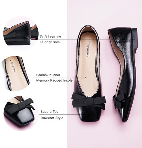 C.Paravano Women's Flats | Ballet Flats Shoes for Women | Square Toe Flats| Bowknot Comfortable Casual Dressy Women Shoes in Saudi Arabia