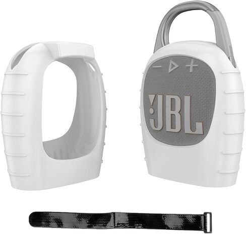 Silicone Cover Case for JBL Clip 5 Portable Mini Bluetooth Speaker,for JBL Clip 5 Travel Carrying Skin Sleeve Sheell Bag Accessories w/Tie Tape(White) in Kuwait