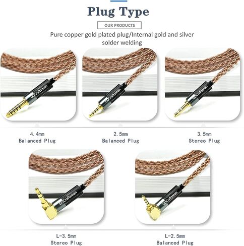 كابل سماعة أذن GUcraftsman MMCX Plug 6N أحادي كريستال نحاسي 2.5 مم/4.4 مم كابل ترقية سماعة الأذن لسماعات SE846 w60 w80 xelento Solaris Andromeda Atlas AK T9iE MkII (قابس 2.5 مم) in Kuwait