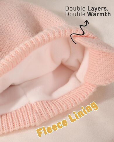 FURTALK Baby Girls Beanie with Pom Earflap Fleece Lined Winter Hat Knit Toddler Infant Hats in Saudi Arabia