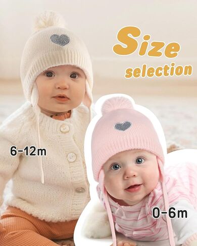 FURTALK Baby Girls Beanie with Pom Earflap Fleece Lined Winter Hat Knit Toddler Infant Hats in Saudi Arabia