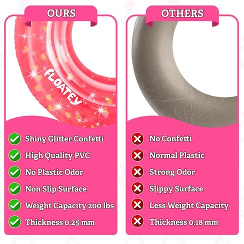 Bachelorette Party Decorations - XtraLarge Diamond Ring Pool Float | Shiny Glitter Conffetti Inside | Bachelorette Pool Floats for Bride, Ring Floatie Bachelorette Party Accessories, Silver in Saudi Arabia
