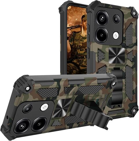 Ysnzaq Camo Case for Xiaomi Redmi Note 13 Pro 5G (Not 4G), Military Grade Shockproof Protective Phone Case with Kickstand for Redmi Note 13 Pro 5G MC Army Green in Saudi Arabia