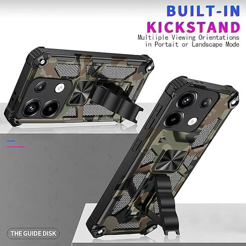 Ysnzaq Camo Case for Xiaomi Redmi Note 13 Pro 5G (Not 4G), Military Grade Shockproof Protective Phone Case with Kickstand for Redmi Note 13 Pro 5G MC Army Green in Saudi Arabia
