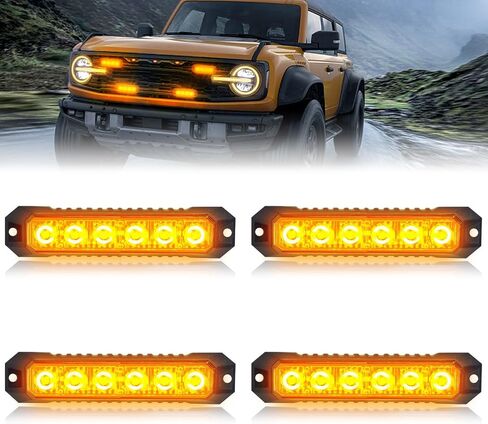 4 قطع أضواء ستروب للشاحنات، أضواء الطوارئ للمركبات الأضواء الوامضة، 6 مصابيح LED ستروب رأس ضوء الشبكة، لمركبات شاحنات الشرطة لرجال الإطفاء (أحمر وأبيض) in Saudi Arabia