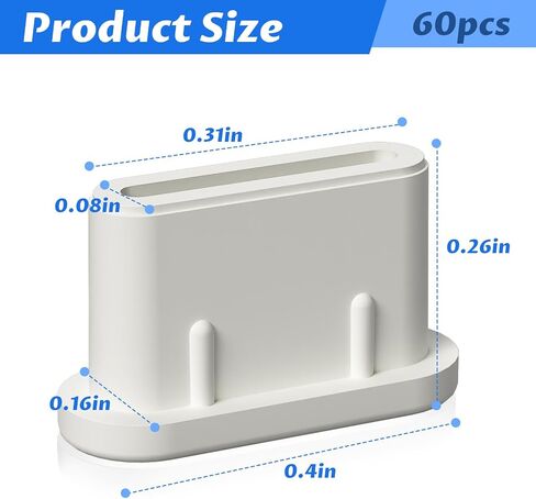 60 PCS Type C Anti Dust Plugs,USB Type C Anti Dust Plugs Cover,Type C Charging Port Protectors Plug Compatible with iPhone 15 Plus Pro Max,Samsung Galaxy S20 S21 S22 S23(White) in Saudi Arabia